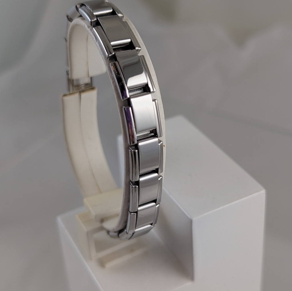 Stainless Steel Italian Charm Bracelet/9mm/ Shinny Silver/ Brand New